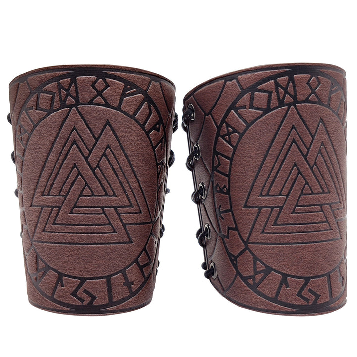 WorldNorse Nordisches Amulett Valknut Wikinger Lederarmschienen