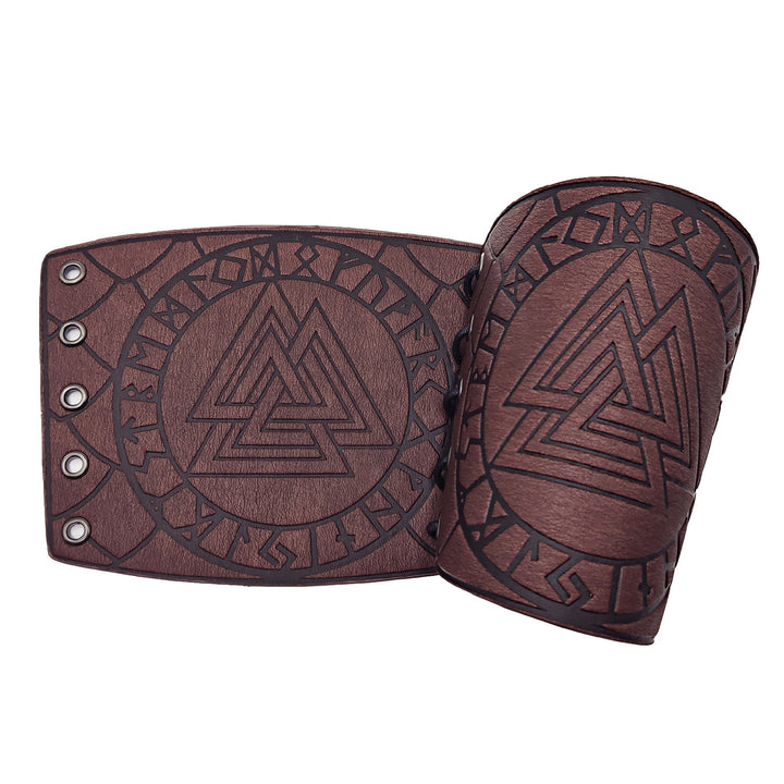 WorldNorse Nordisches Amulett Valknut Wikinger Lederarmschienen