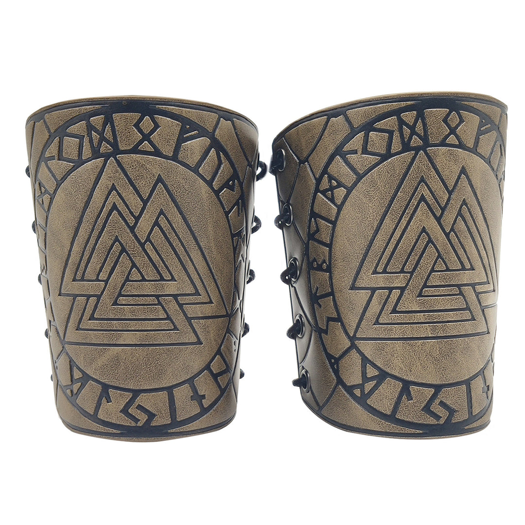 WorldNorse Nordisches Amulett Valknut Wikinger Lederarmschienen