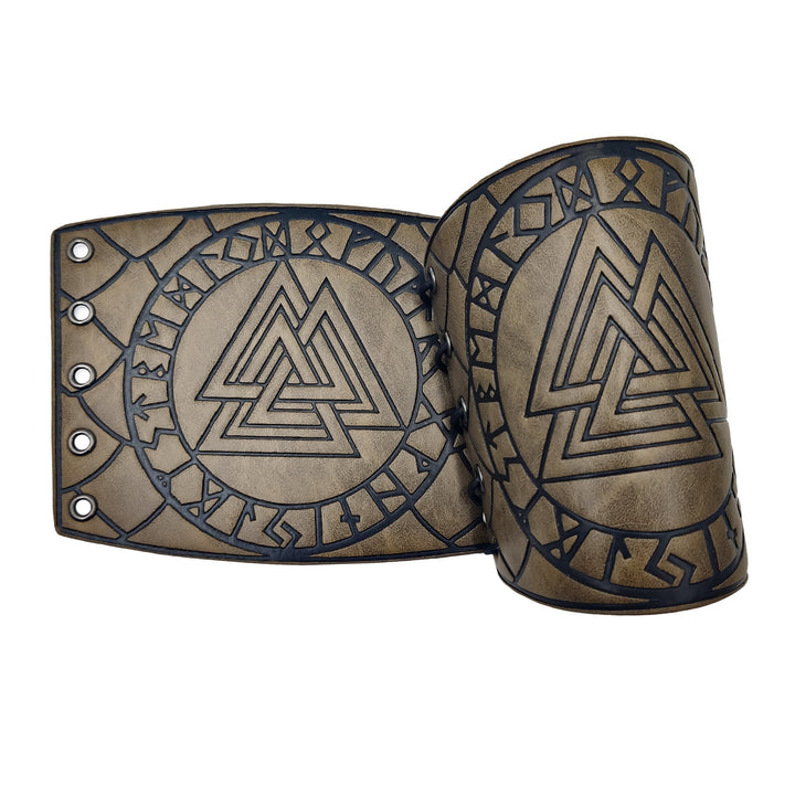 WorldNorse Nordisches Amulett Valknut Wikinger Lederarmschienen