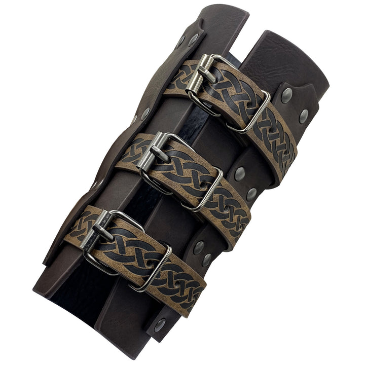 WorldNorse Keltischer Knoten Ritter Drei-Riemen-Armband Armschienen
