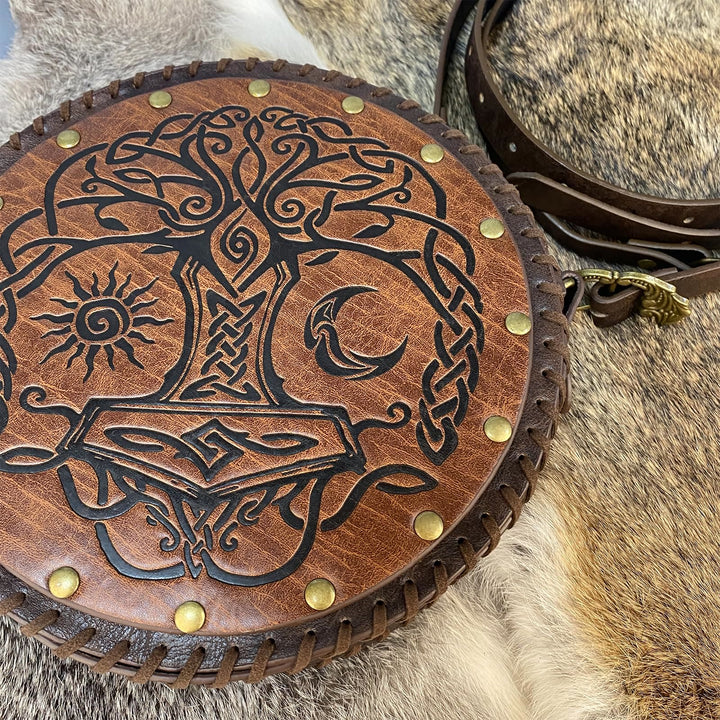 WorldNorse Vikings Umhängetasche mit Yggdrasil -Prägung
