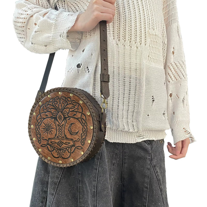 WorldNorse Vikings Umhängetasche mit Yggdrasil -Prägung