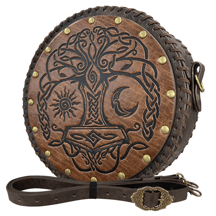 WorldNorse Vikings Umhängetasche mit Yggdrasil -Prägung