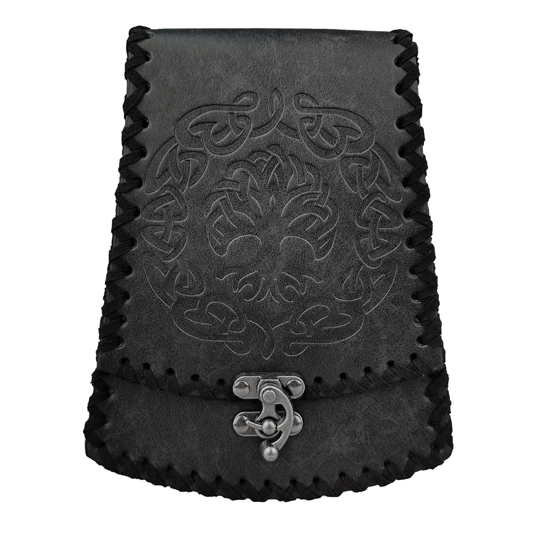 WorldNorse Mittelalterliche Gürteltasche mit nordischem Drachen und Yggdrasil -Prägung