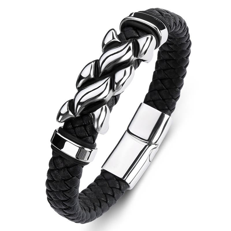 WorldNorse Herrenarmband aus gedrehtem Leder mit Edelstahlverschluss - 22 cm - image 0