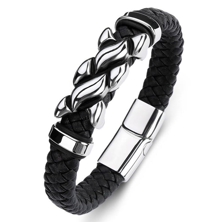 WorldNorse Herrenarmband aus gedrehtem Leder mit Edelstahlverschluss - 22 cm - image 0