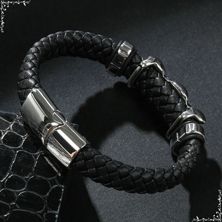WorldNorse Herrenarmband aus gedrehtem Leder mit Edelstahlverschluss - image 3