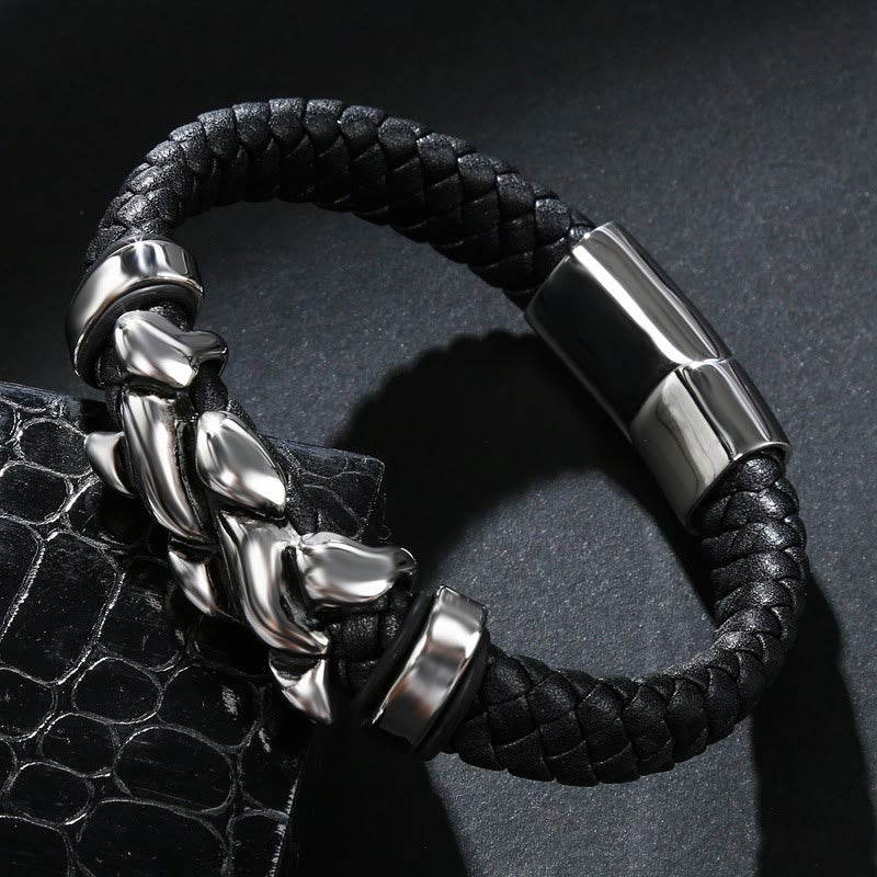 WorldNorse Herrenarmband aus gedrehtem Leder mit Edelstahlverschluss - image 2