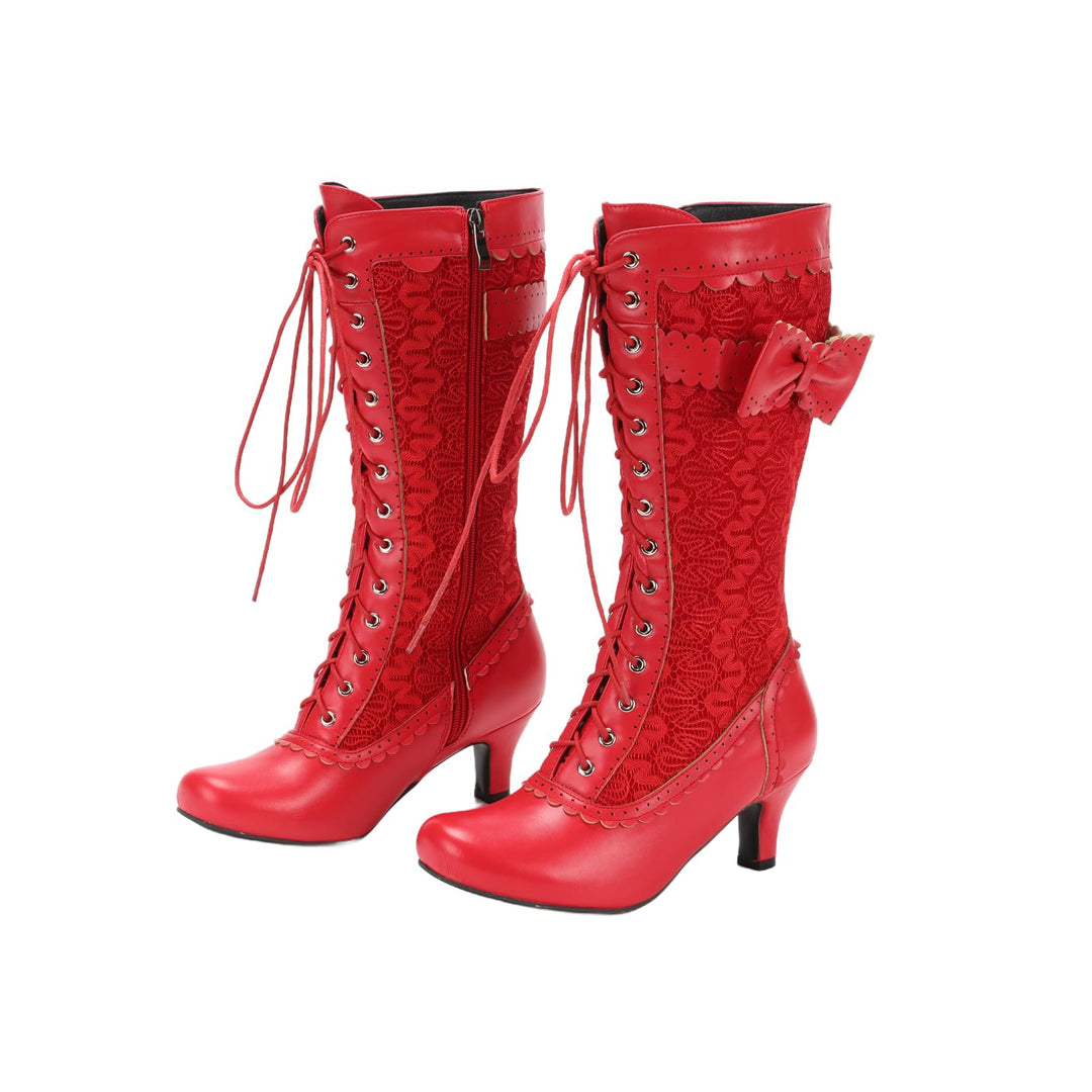WorldNorse Damen-Schnürstiefel mit mittelhohem Absatz - Rot - 43 - image 4