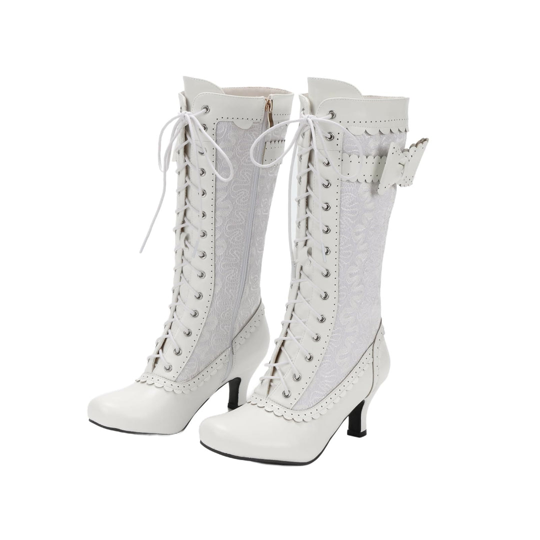WorldNorse Damen-Schnürstiefel mit mittelhohem Absatz - Weiß - 43 - image 8