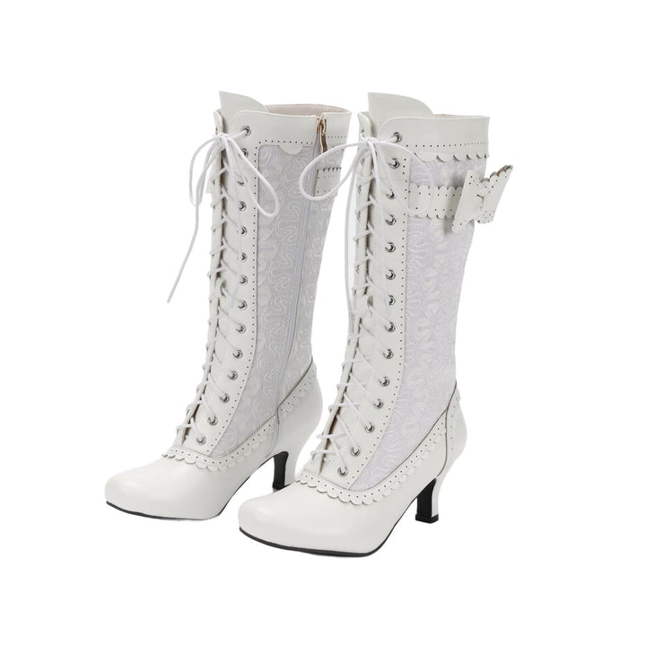 WorldNorse Damen-Schnürstiefel mit mittelhohem Absatz - Weiß - 43 - image 8