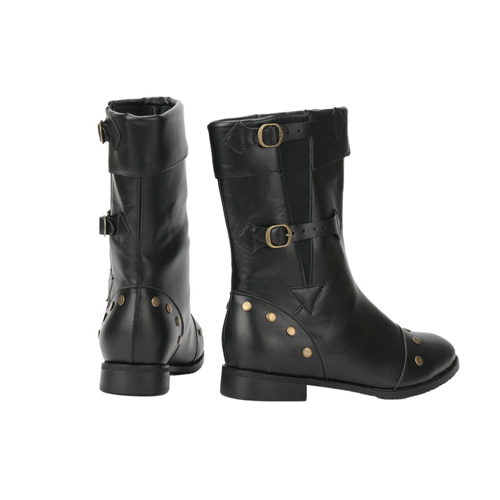 WorldNorse Herren-Stiefel aus PU-Leder im Vintage-Stil mit Nieten - image 3