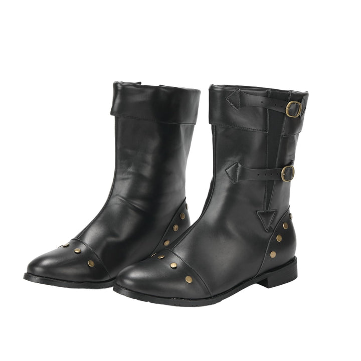 WorldNorse Herren-Stiefel aus PU-Leder im Vintage-Stil mit Nieten - Schwarz - US 13 - image 1