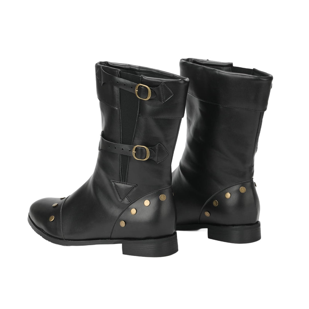 WorldNorse Herren-Stiefel aus PU-Leder im Vintage-Stil mit Nieten - image 3