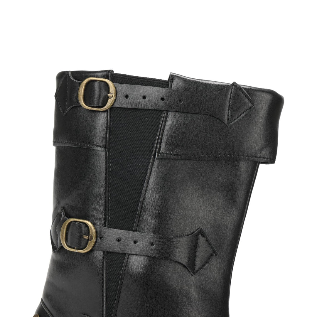 WorldNorse Herren-Stiefel aus PU-Leder im Vintage-Stil mit Nieten - image 5