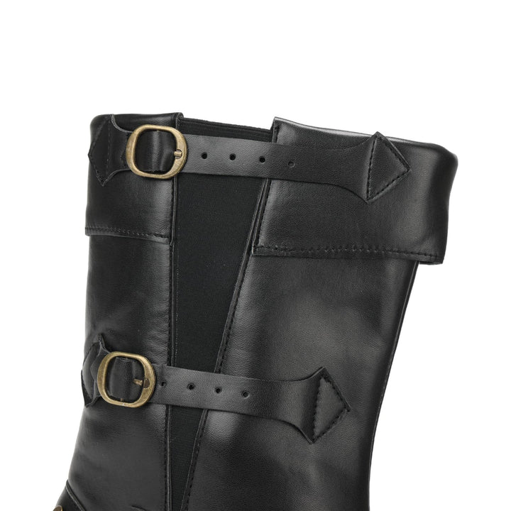 WorldNorse Herren-Stiefel aus PU-Leder im Vintage-Stil mit Nieten - image 5