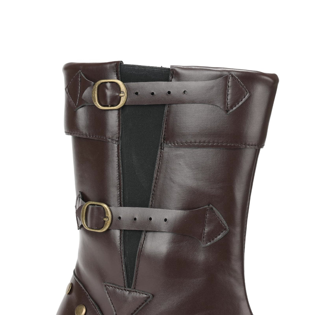 WorldNorse Herren-Stiefel aus PU-Leder im Vintage-Stil mit Nieten - image 9