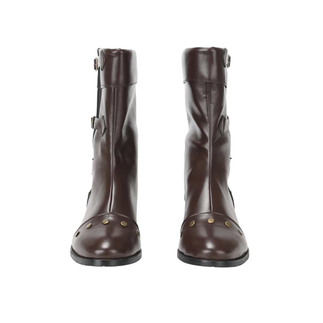 WorldNorse Herren-Stiefel aus PU-Leder im Vintage-Stil mit Nieten - image 7