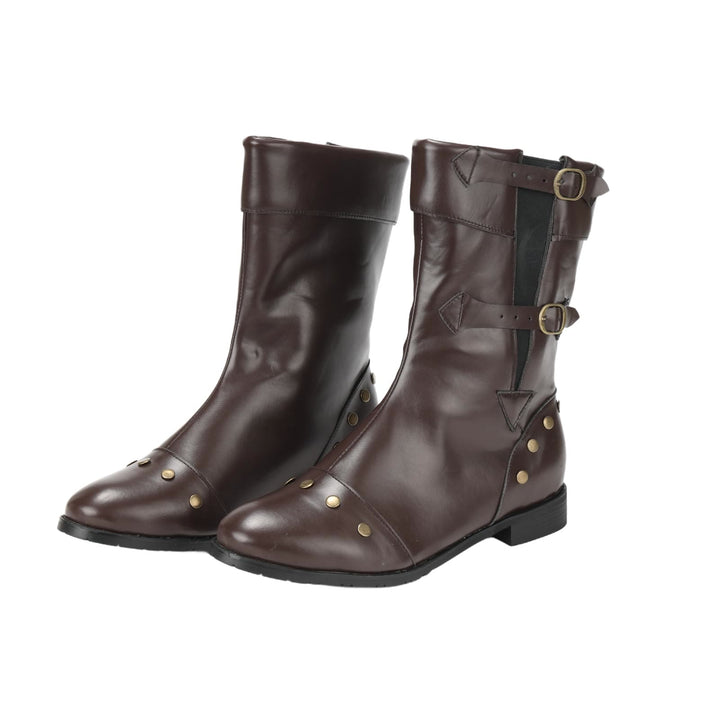 WorldNorse Herren-Stiefel aus PU-Leder im Vintage-Stil mit Nieten - Braun - US 13 - image 5