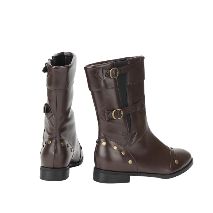WorldNorse Herren-Stiefel aus PU-Leder im Vintage-Stil mit Nieten - image 8