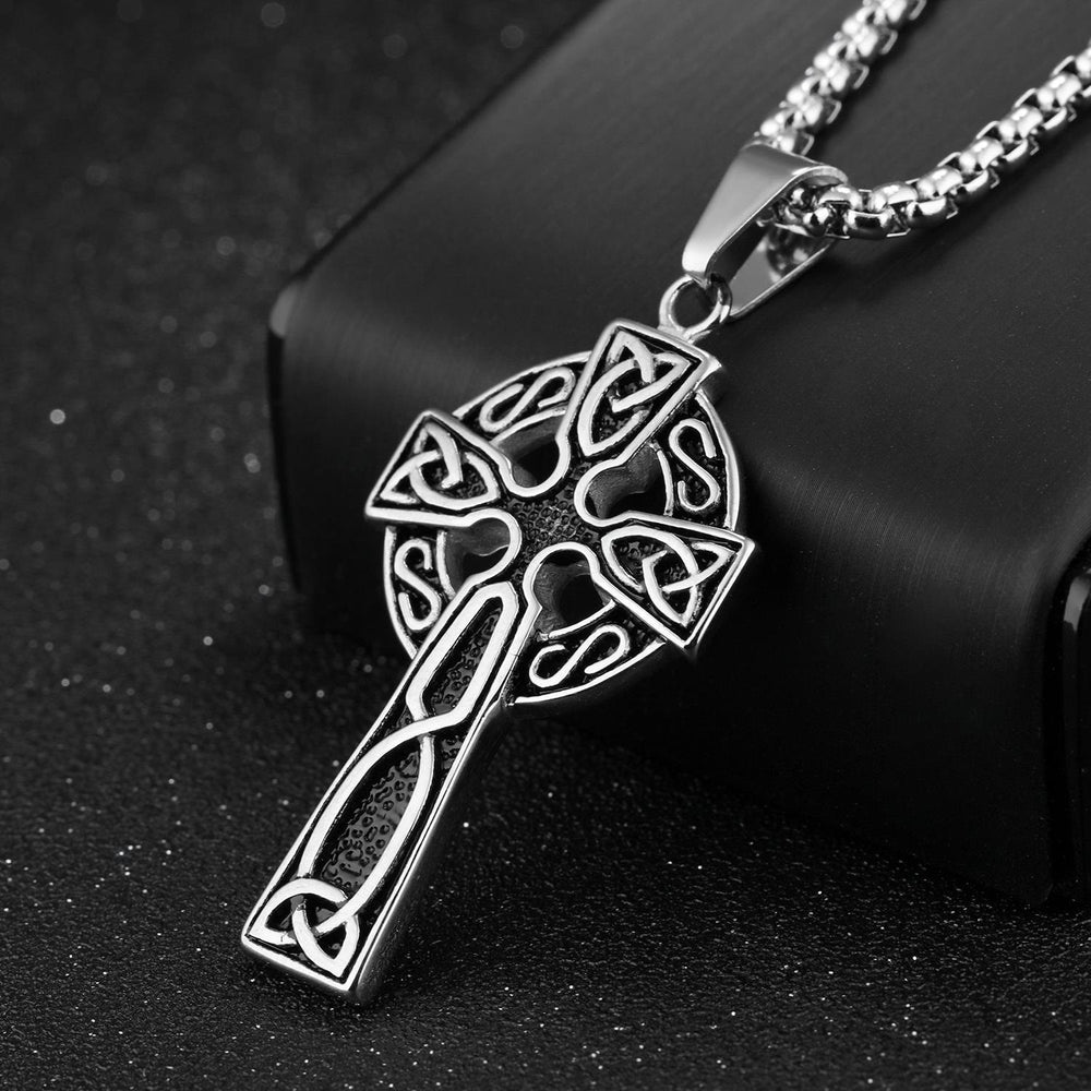 WorldNorse Hollow Celtic Trinity Knot Cross Necklace - Silber - image 1