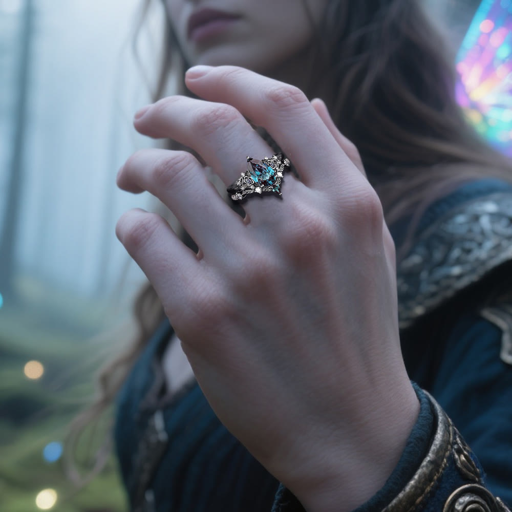 WorldNorse Nordisches Florales Alexandrit-ringset - image 1