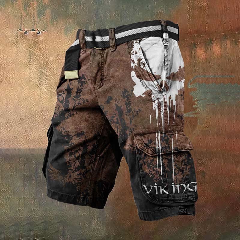 WorldNorse – Cargo-Shorts mit Totenkopf-Print - Braun - US/UK/AU50, EU60 (5XL) - image 1