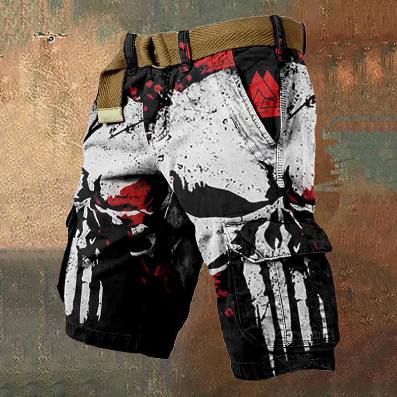 WorldNorse – Valknut Cargo-Shorts mit Farbverlauf in Schwarz und Weiß - US/UK/AU50, EU60 (5XL) - image 1