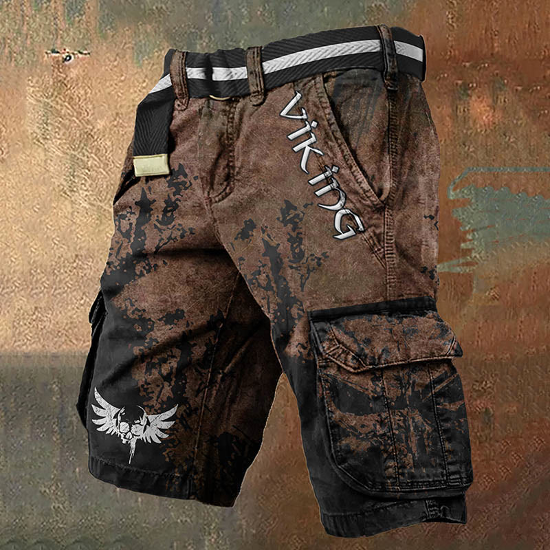 WorldNorse – Cargo-Shorts mit Totenkopf-Print in Schwarz und Hellbraun - US/UK/AU50, EU60 (5XL) - image 1
