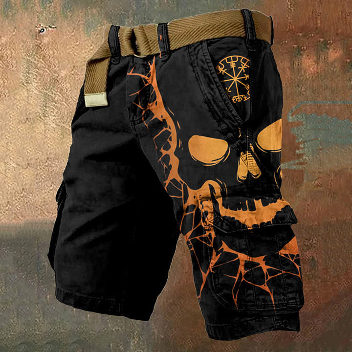 WorldNorse – Vegvisir Cargo-Shorts mit orangefarbenem Totenkopf - US/UK/AU50, EU60 (5XL) - image 0