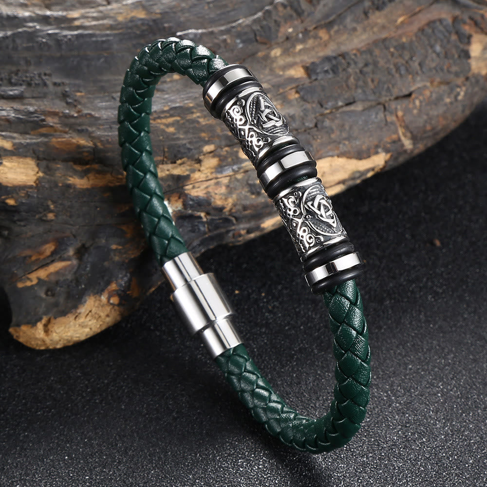 WorldNorse Vintage-Lederarmband mit Keltischer Knoten - Grün - 23,5 cm - image 9