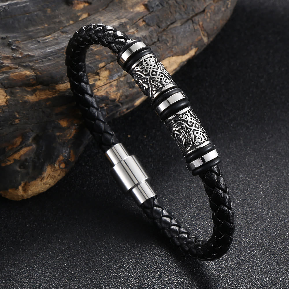 WorldNorse Vintage-Lederarmband mit Keltischer Knoten - Schwarz - 23,5 cm - image 0
