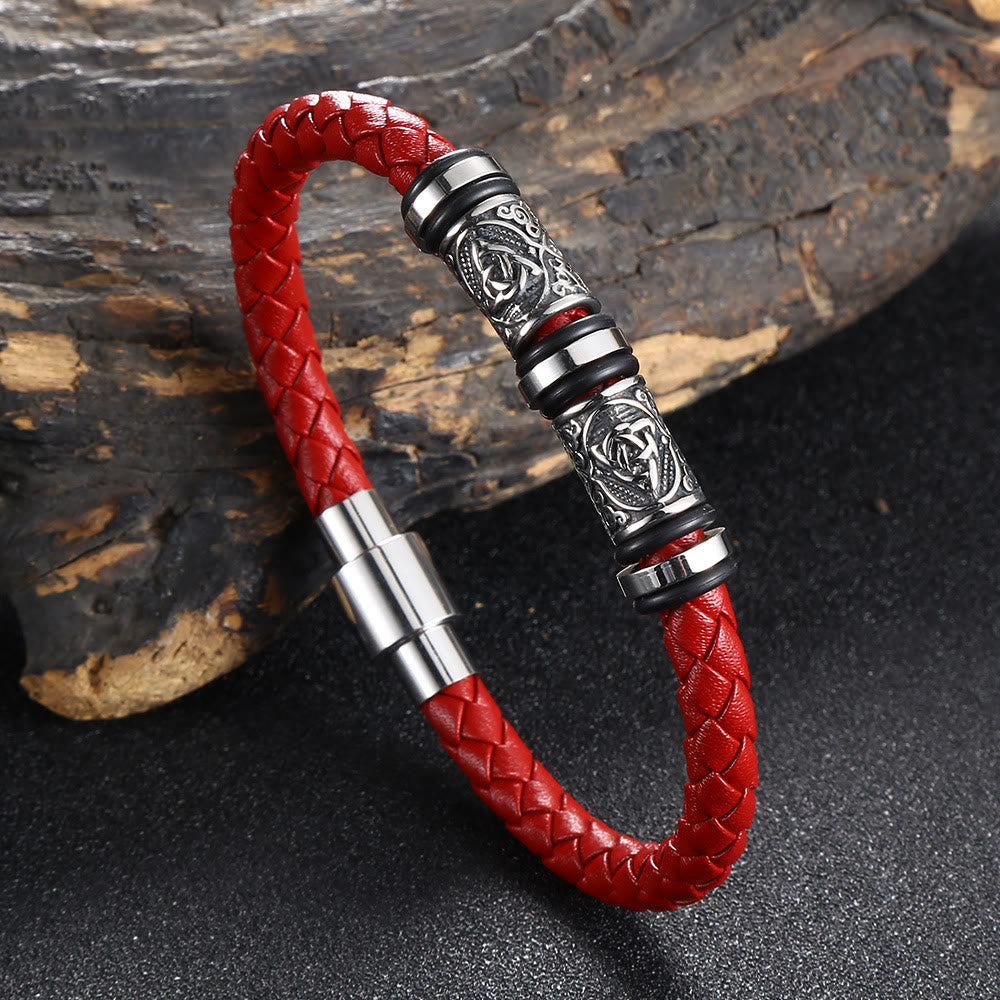 WorldNorse Vintage-Lederarmband mit Keltischer Knoten - Rot - 23,5 cm - image 5