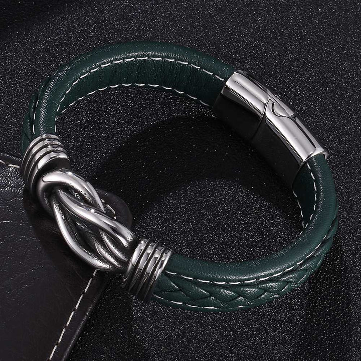 WorldNorse Herren-Lederarmband mit Unendlichkeitsknoten - Grün - 23,5 cm - image 0