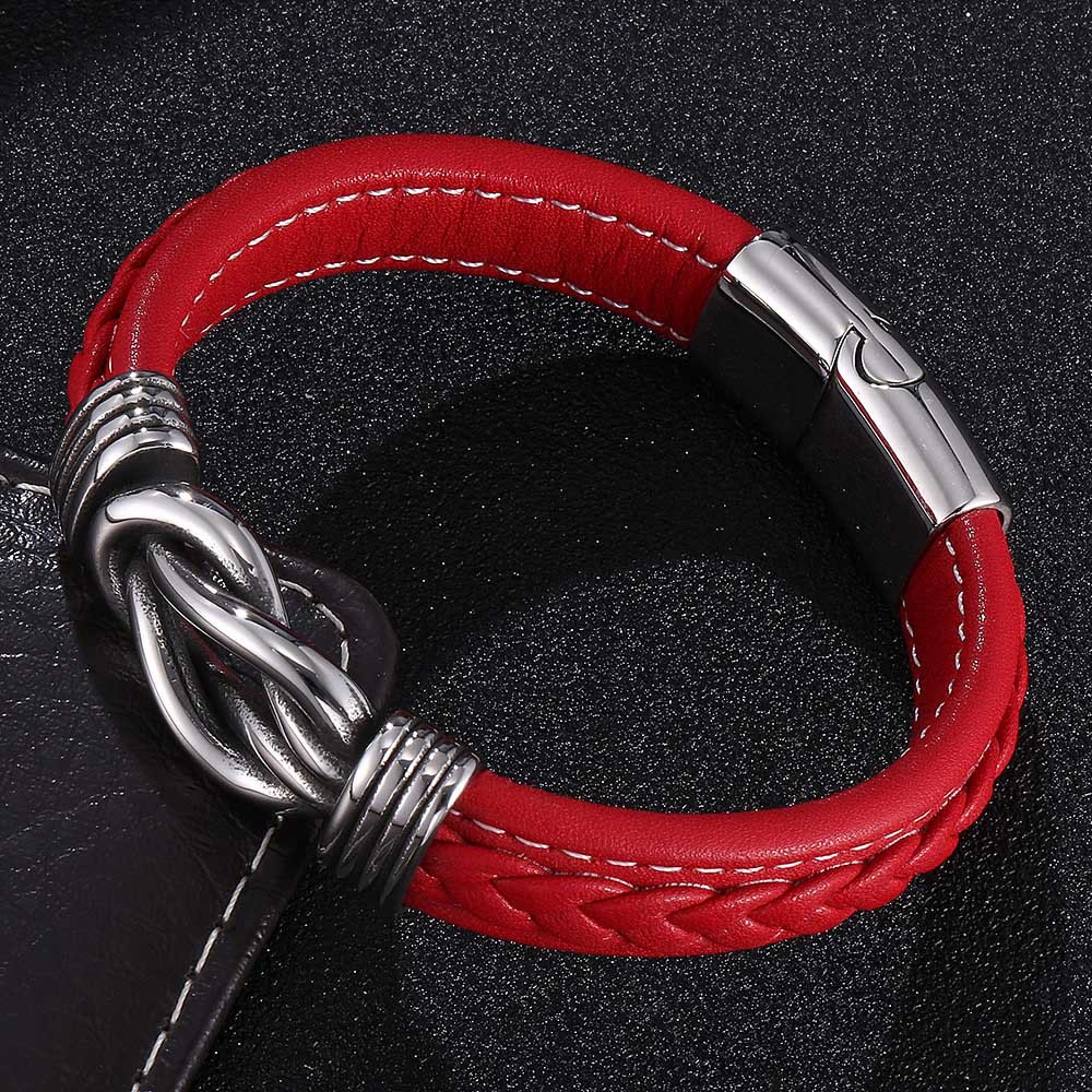 WorldNorse Herren-Lederarmband mit Unendlichkeitsknoten - Rot - 23,5 cm - image 3