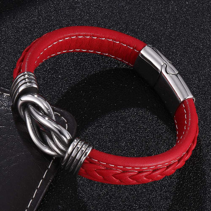 WorldNorse Herren-Lederarmband mit Unendlichkeitsknoten - Rot - 23,5 cm - image 3