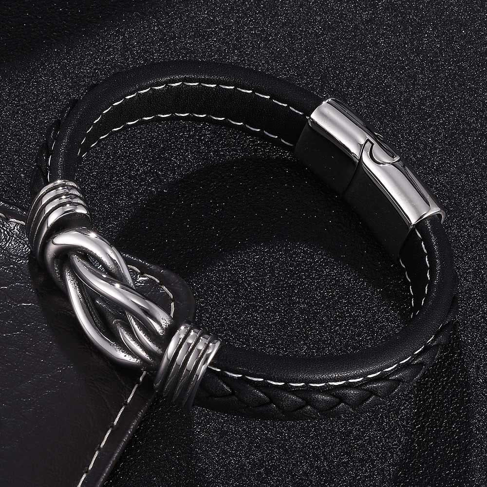 WorldNorse Herren-Lederarmband mit Unendlichkeitsknoten - Schwarz - 23,5 cm - image 6