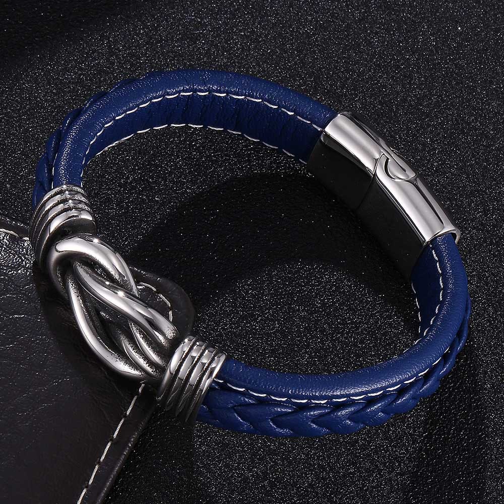 WorldNorse Herren-Lederarmband mit Unendlichkeitsknoten - Blau - 23,5 cm - image 4