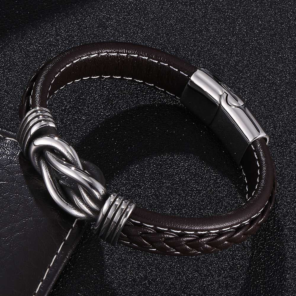 WorldNorse Herren-Lederarmband mit Unendlichkeitsknoten - Braun - 23,5 cm - image 7