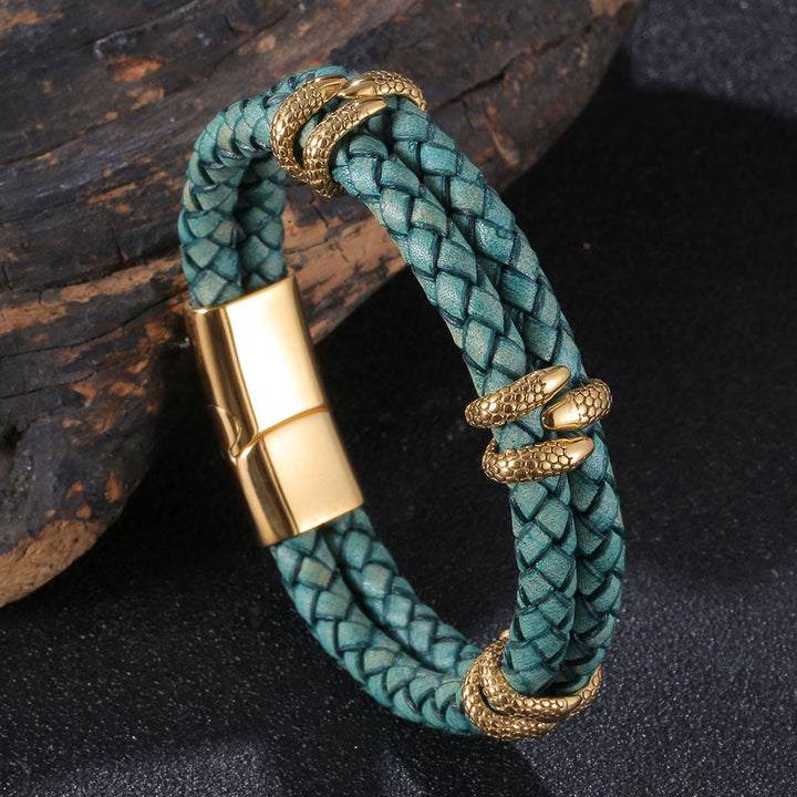 WorldNorse Doppellagiges Armband mit Drachenklaue - Grün & Gold - 23,5 cm - image 18
