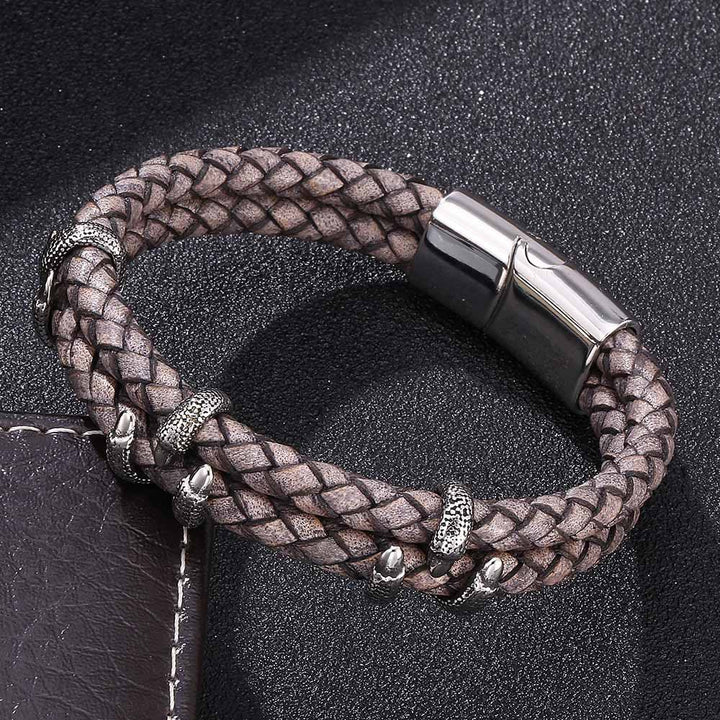 WorldNorse Doppellagiges Armband mit Drachenklaue - Grau & Silber - 23,5 cm - image 8