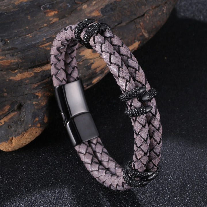 WorldNorse Doppellagiges Armband mit Drachenklaue - Grau & Schwarz - 23,5 cm - image 10