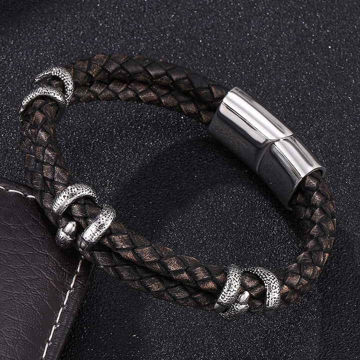 WorldNorse Doppellagiges Armband mit Drachenklaue - Dunkelgrau & Silber - 23,5 cm - image 12