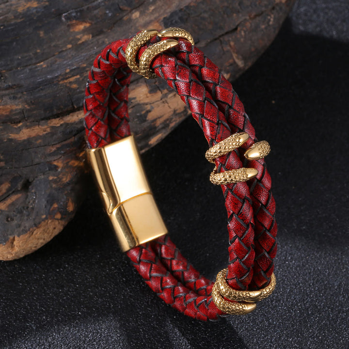 WorldNorse Doppellagiges Armband mit Drachenklaue - Rot & Gold - 23,5 cm - image 6
