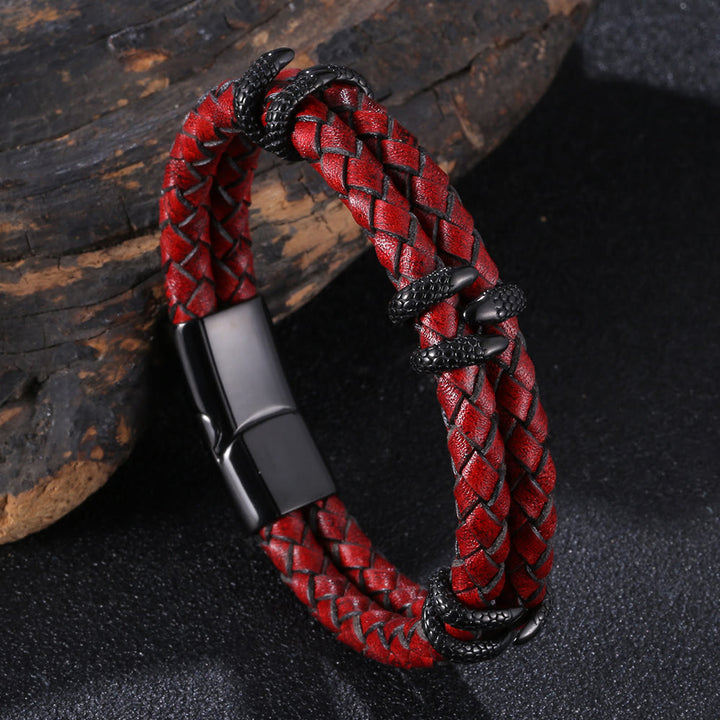 WorldNorse Doppellagiges Armband mit Drachenklaue - Rot & Schwarz - 23,5 cm - image 7