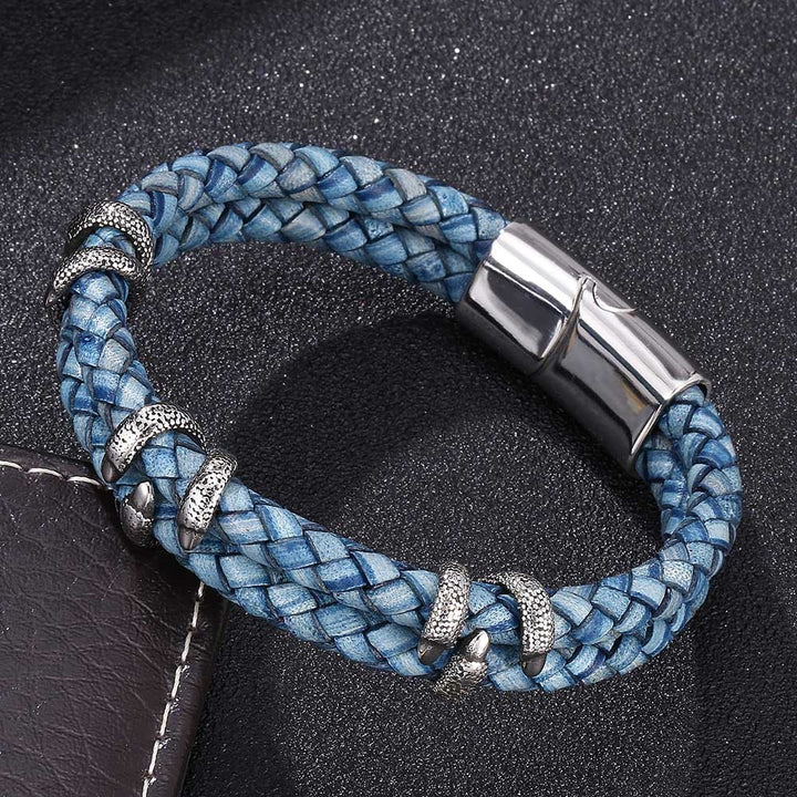 WorldNorse Doppellagiges Armband mit Drachenklaue - Blau & Silber - 23,5 cm - image 0