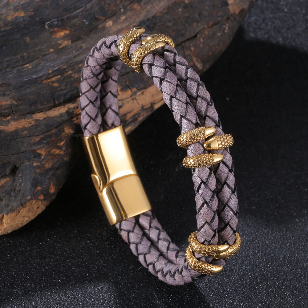 WorldNorse Doppellagiges Armband mit Drachenklaue - Grau & Gold - 23,5 cm - image 9