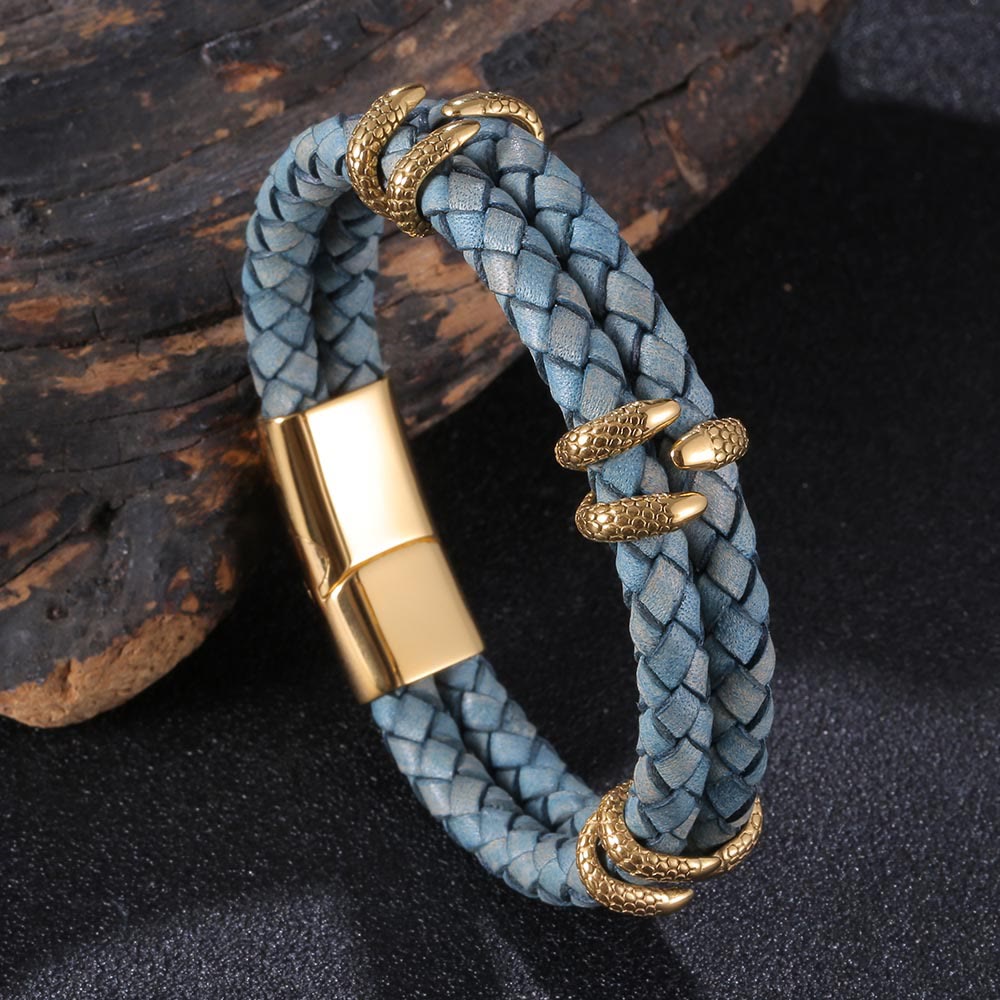 WorldNorse Doppellagiges Armband mit Drachenklaue - Blau & Gold - 23,5 cm - image 4