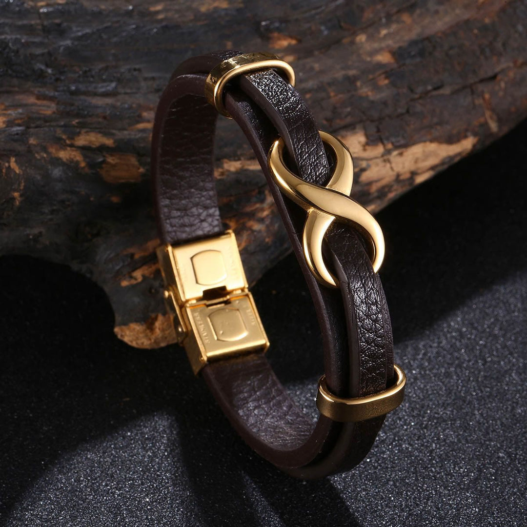 WorldNorse Glücksarmband mit der Zahl Acht - Braun & Gold - 20,5 cm - image 0